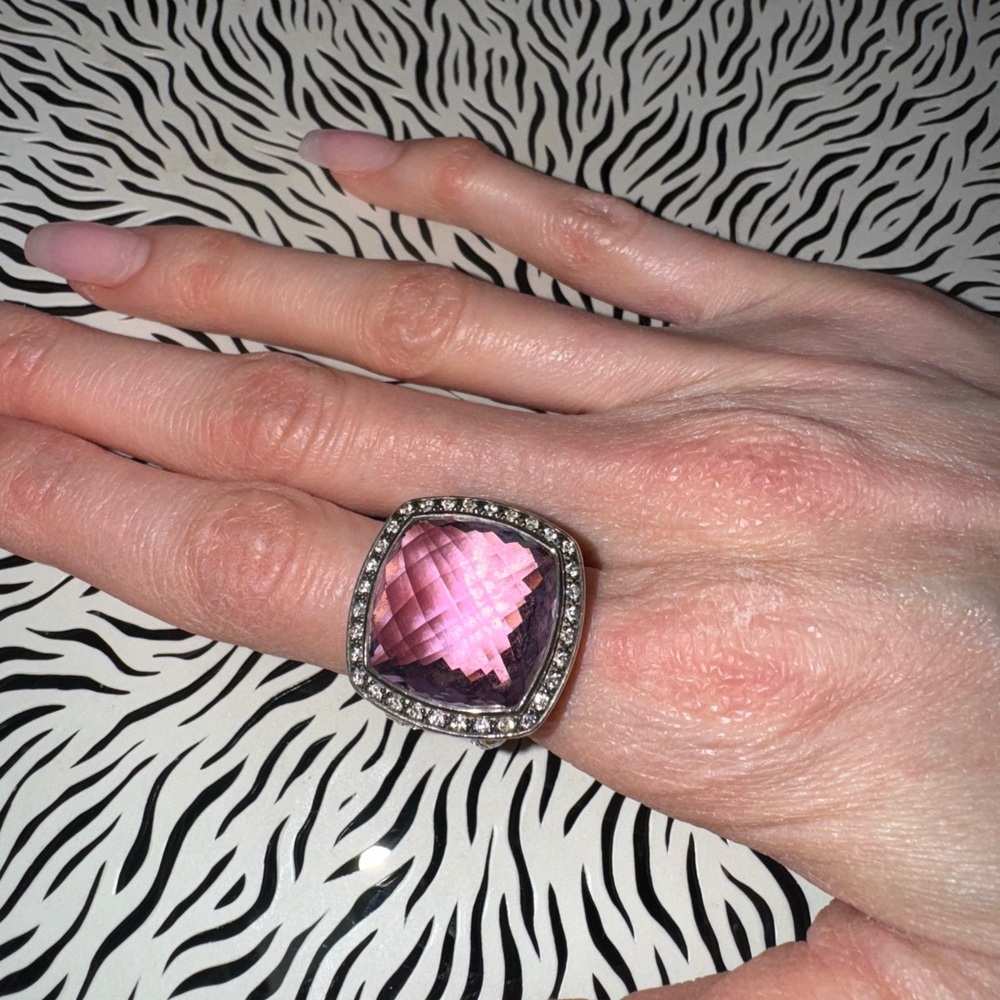 David Yurman Amethyst and diamond  Ring with Silver Setting